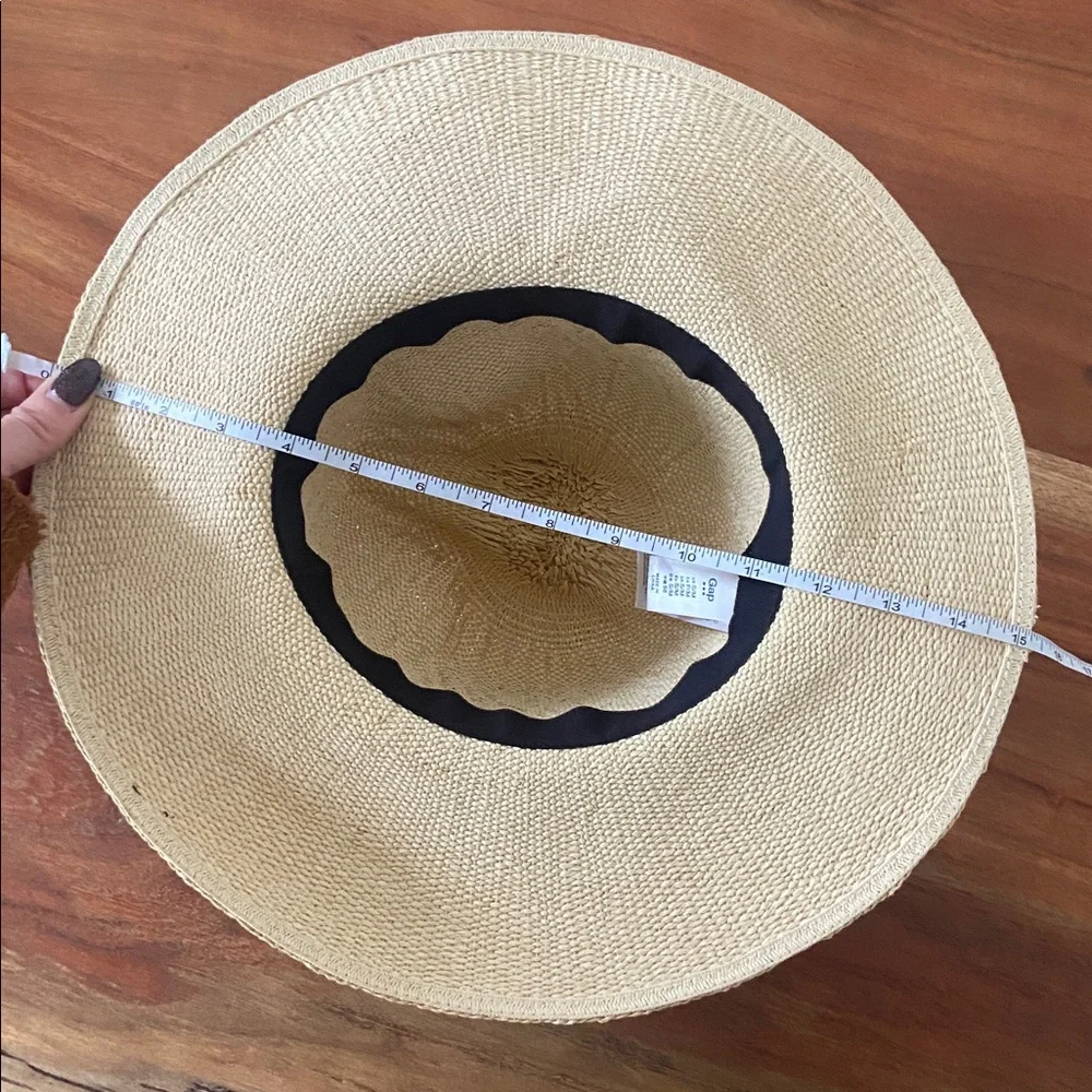 GAP straw woven hat rattan sun hat natural black ribbon band spring summer S/M